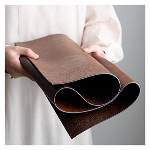 HWFF Tischläufer Leder Tischläufermatten Braun, Beidseitig Wasserdicht Tischsets, Hitzebeständig Kaffeematten, rutschfest Waschbar Küche Esstisch Matten (Color : Brown, Size : 30cmx60cm/11.8" x23.6) von HWFF