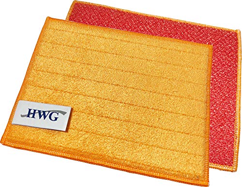HWG® Smart-Schwamm - 2-seitig Mikrofaser Spülschwamm mit Nanosilber Technologie - Waschbar zum wiederverwenden - Orange - 20x15 cm von HWG