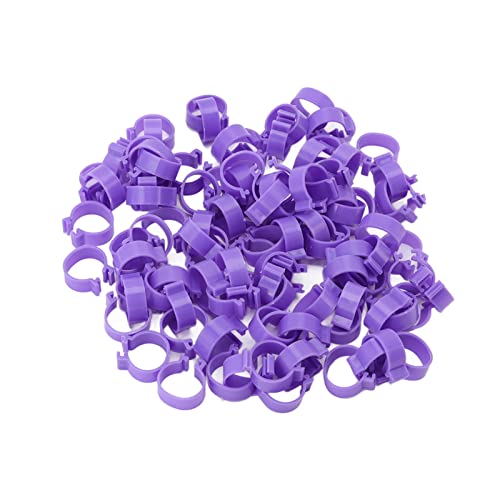 HWGING 100 PCS Huhn Fuß Ring Ente Henne Gans Beine Ringe Clip Geflügel Fuß Ring Landwirtschaft Werkzeuge Ente Fuß Ring (Lila) (18mm) von HWGING
