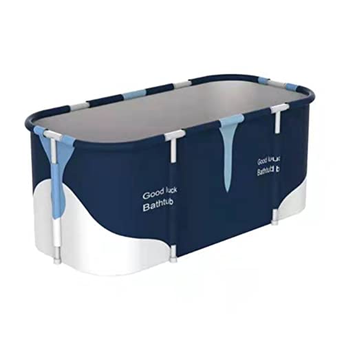 HWGING Faltbare Badewanne,140x60CM Mobile Tragbare Badewanne Faltbare Badewanne,Tragbarer Badewanne Faltwanne Eimer Kit Einweichen Stehende Badewanne Familie Badezimmer SPA Badewanne (Dunkelblau) von HWGING