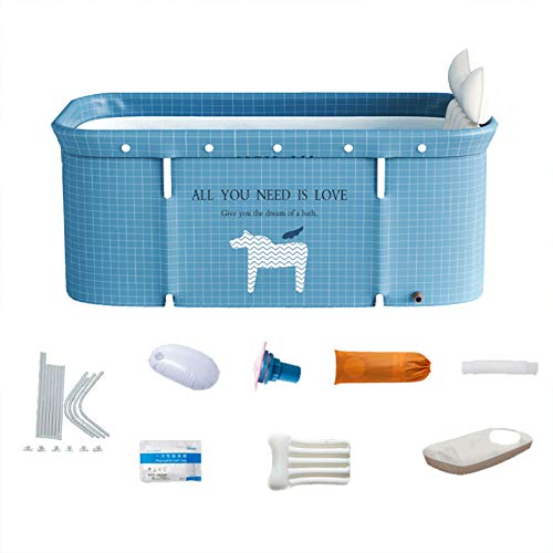 HWGING Faltbare Badewanne 120x60CM - Mobile Tragbare Faltwanne, Einweichen Stehende Badewanne für Familie, Badezimmer SPA (Blue - b) von HWGING