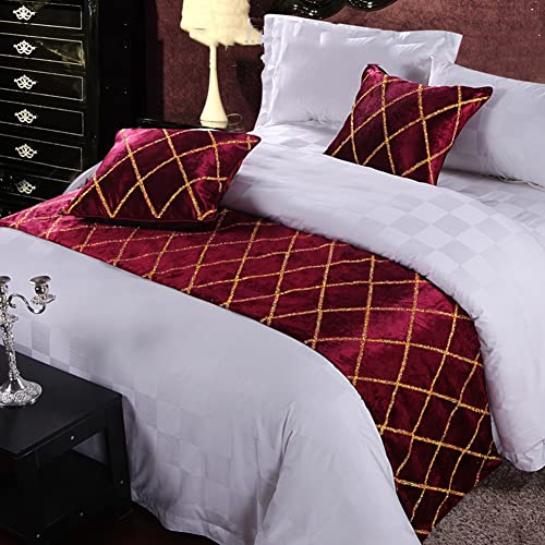 HWHHDQL Bettläufer Bettwäsche Schal Tagesdecke Gold Rhombus Jacquard Bettflagge Hotel Schlafzimmer Bettende Handtuch Dekoration(50x240cm (for 1.8m Bed)) von HWHHDQL
