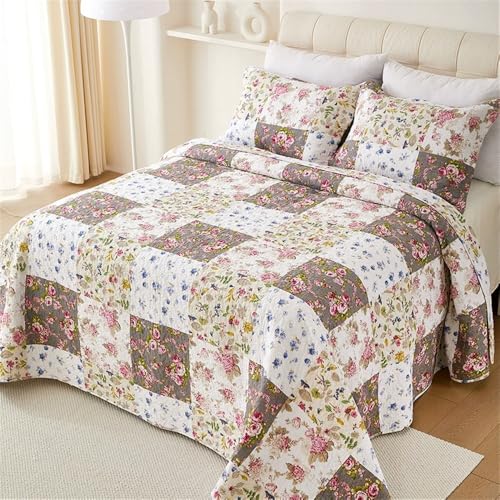 HWHHDQL Gesteppte Tagesdecke für 2 Personen, Patchwork-Decke, Elegantes Blumenmuster, weiche Baumwoll-Tagesdecke, mit 2 Kissenbezügen für alle Jahreszeiten HWHHDQL Gesteppte Tagesdecke für 2 Personen, Patchwork-Decke, Elegantes Blumenmuster, weiche Baumwoll-Tagesdecke, mit 2 Kissenbezügen für alle Jahreszeiten von HWHHDQL
