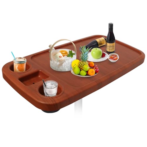 HWHongRV Abnehmbarer Bootstisch, 86,4 x 45,7 cm, rechteckig, Pontonboot, Marine, Wohnmobil-Tischplatte, große Platte mit integrierten Getränkehaltern, Handyhalter, ABS, wasserdicht und Anti-Aging von HWHongRV