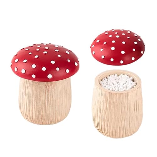 Zahnstocher Spender Creative Cotton Swabs Storage Holder Box Mushroom Shape Jewelry Box Rings Storage Case Decorative Toothpick Jar Mushroom Decor von HWJFDC