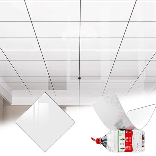 Deckenplatten Selbstklebend Abgehängte Deckenplatten, Wasserdicht und Selbstklebend, Schalldichte Deckenplatten aus Weißem PVC-Schaum, Deckenabdeckungen für Risse und Flecken(90pcs) von HWLL