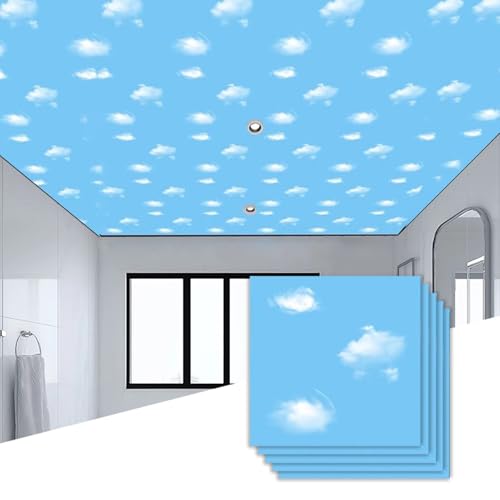 Deckenplatten Selbstklebend Deckenfliesen aus Schaumstoff für Die Innenwanddekoration, Selbstklebende, Abgehängte DIY-Deckenverkleidungsplatten, Wandrückwandplatten für Schlafzimmer und Esszimmer(10pc von HWLL