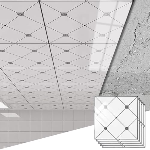 Deckenplatten Selbstklebend Deckenpaneele Decken Risse und Flecken Ab, Abgehängte Deckenfliesen, Aufkleber zum Aufkleben auf Styropor, Innendekor-Wand-Backsplash-Paneele(5pcs) von HWLL