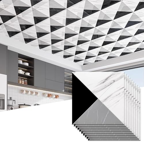 Deckenplatten Selbstklebend Dekorative Deckenfliesen im Modernen Stil, Selbstklebende Deckenfliesen, Waschbare Deckenaufkleber für Küche, Wohnzimmer, Studio(10pcs) von HWLL