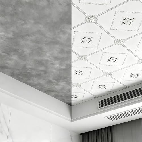 Deckenplatten Selbstklebend Dekorative Deckenfliesen zum Abziehen und Aufkleben, 30×30 cm, Verbesserter Glänzender Decken-Wandaufkleber, Wand-Backsplash-Paneele für Schlafzimmer(10pcs) von HWLL