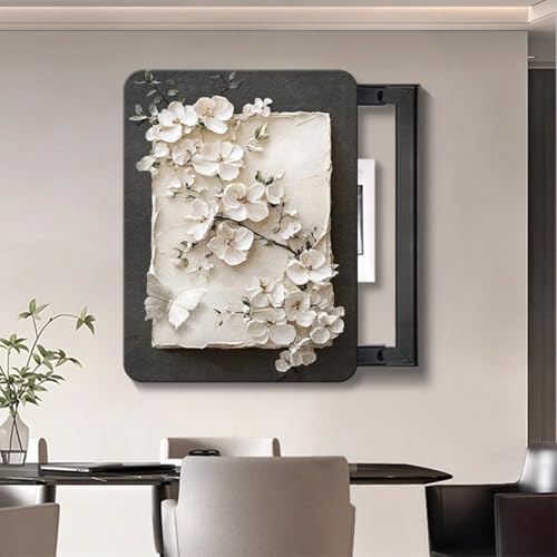 Stromkasten Verkleidung 3D Blumen Verteilerkasten Dekorative Malerei, Schiebeabdeckung für Elektrische Schalttafel mit Sandsteinstruktur, Deckel für Stromzählerkasten(A,55 x 65 cm (21.7 x 25.6 in)) von HWLL