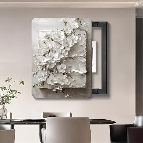 Stromkasten Verkleidung 3D Blumen Verteilerkasten Dekorative Malerei, Schiebeabdeckung für Elektrische Schalttafel mit Sandsteinstruktur, Deckel für Stromzählerkasten(C,40 x 50 cm (15.7 x 19.7 in)) von HWLL