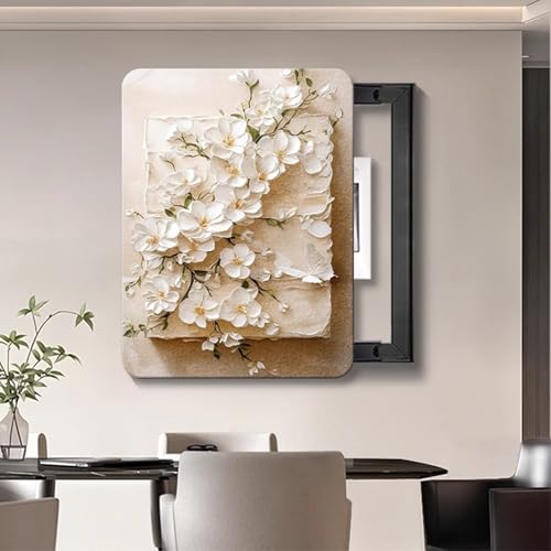 Stromkasten Verkleidung 3D Blumen Verteilerkasten Dekorative Malerei, Schiebeabdeckung für Elektrische Schalttafel mit Sandsteinstruktur, Deckel für Stromzählerkasten(D,45 x 65 cm (17.7 x 25.6 in)) von HWLL