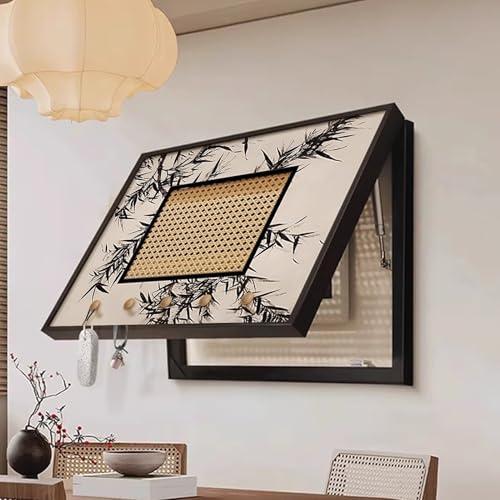 Stromkasten Verkleidung Abdeckung für Sicherungskästen im Mittelalterlichen Stil, Abdeckung für Elektrische Schalttafeln aus Rattan mit Haken, Dekoratives Gemälde(C,60 x 45 cm (23.6 x 17.7 in)) von HWLL