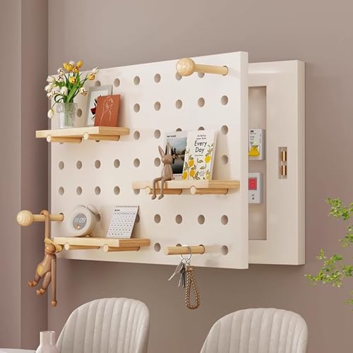 Stromkasten Verkleidung Dekorative Abdeckung für Leistungsschalterkästen in Weiß/Natur/Braun, Schutzdeckel für Stromverteilerkästen mit Verstellbaren Haken(White,60 x 40 cm (23 5/8" x 15 3/4")) von HWLL