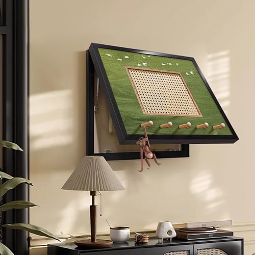 Stromkasten Verkleidung Dekorative Sicherungskastenabdeckungen aus Rattan, Hohl, für Schalttafeln mit Hydraulischer Stützstange, Leistungsschalterkastenschrank(A,80 x 60 cm (31.5 x 23.6 in)) von HWLL