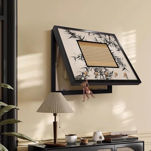 Stromkasten Verkleidung Dekorative Sicherungskastenabdeckungen aus Rattan, Hohl, für Schalttafeln mit Hydraulischer Stützstange, Leistungsschalterkastenschrank(C,80 x 60 cm (31.5 x 23.6 in)) von HWLL