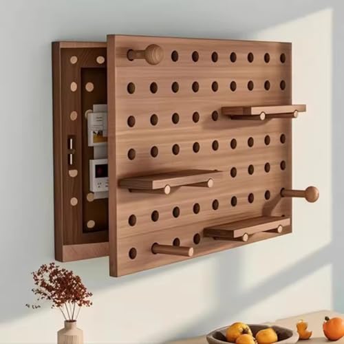 Stromkasten Verkleidung Pegboard Sicherungskastenabdeckung Schrank Massivholz, Kreative Elektrische Zählerkasten Dekorative Malerei, Versteckte Elektrische(Brown,50 x 70 cm (19 3/4" x 27 1/2")) von HWLL