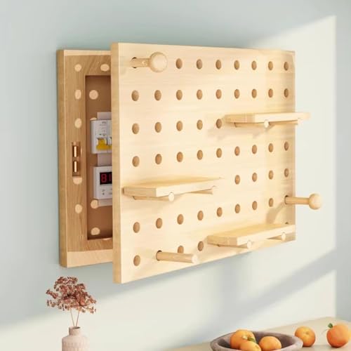 Stromkasten Verkleidung Pegboard Sicherungskastenabdeckung Schrank Massivholz, Kreative Elektrische Zählerkasten Dekorative Malerei, Versteckte Elektrische(Natural,40 x 60 cm (15 3/4" x 23 5/8")) von HWLL