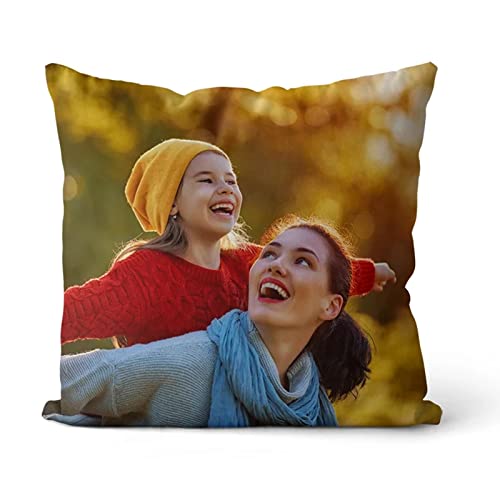 Kissen mit Foto,Kissen mit Foto selbst gestalten,Doppelseitiger Druck,personalisiertes Fotokissen mit eigenem Foto & Text selbst gestalten für Weihnachten,Geburtstag,Muttertag (40 x 40cm,Polyester) von HWLY