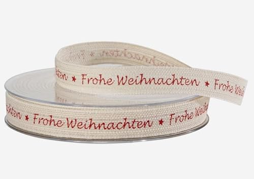 HWS GESCHENKBAND AUS BAUMWOLLE, "FROHE WEIHNACHTEN" Geschenkeband von HWS Heimwerkershop