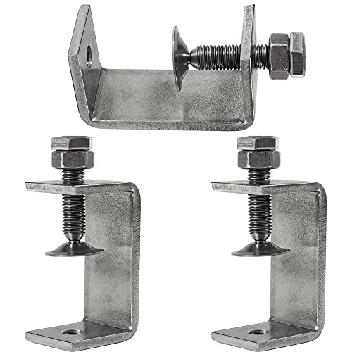 HWTONG 3 Stück C Klemme, 65mm Edelstahl Heavy Duty Trägerklemme Fixierzange, für Zwingen, Klemmen & Spanner, Holzarbeiten Werkzeug, Silber von HWTONG