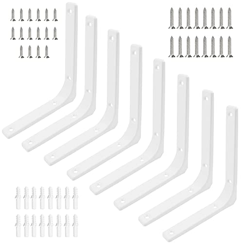 8 Pcs Regalhalterung Weiß, 150 x 125 mm L-Angle Regalträger Chwerlast, Regalwinkel Weiss, für Kitchen, Office, Schuhregal, Lagerregal (Weiß) von KIOTEET