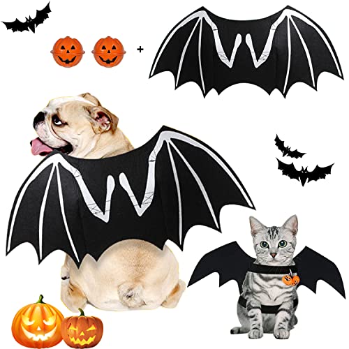 Fluoreszenz Hund Halloween kostüm, Zweite Generation Halloween Kostüm Hund with 2 Pumpkin Bell, für Haustier Fledermaus Kostüm, Halloween Cosplay Party von HWTONG
