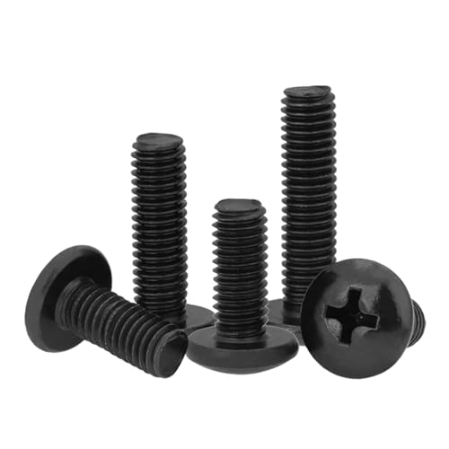HWWW 10 Stück M2 M2.5 M3 M3.5 M4 M5 M6 Pilzkopfschraube Schwarz plattiert Elektronische Kohlenstoffstahlschrauben(8mm,M6 x10pcs) von HWWW