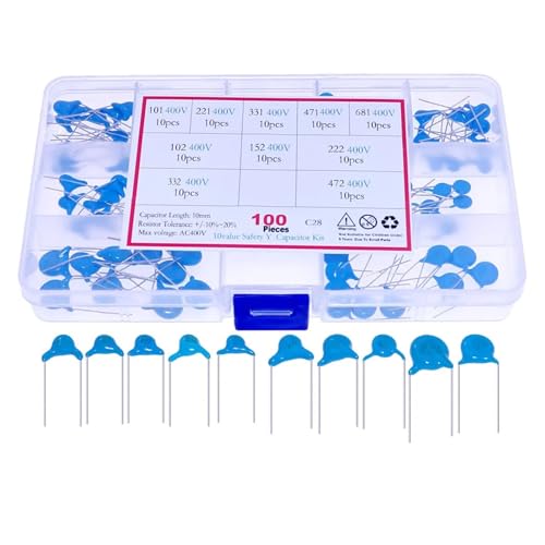 100Pcs 10Value x10Pcs Y Capacitor Assortment mixed kit Box 400V 100pf 220pf 330pf 470pf 680pf 1nf 1.5nf 2.2nf 3.3nf 4.7nf von HWXMUGLXL