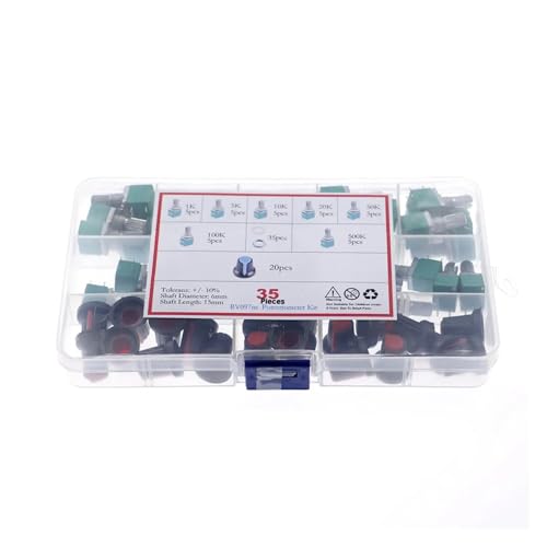 35pcs 5Pin single linked potentiometer with switch sealing potentiometer kit set 1K/5K/10K/50K/100K/500K with knob Box von HWXMUGLXL