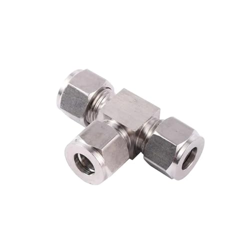 Stainless Steel 3/8"(9.52mm) Hard Tube Fitting Three Way Tee Intermediate Joint Card Sleeve Cap Bushing Meter Pipe Connector 1Pc von HWXMUGLXL