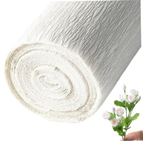 HWXZUUO 1 Roll-Krepppapier, 98x20 eingedicktes weißes Krepppapierrollenrollenrollenresistent und leicht zu formeblätter für Blumen, Partydekorationen, Kunsthandwerk und mehrPapier von HWXZUUO