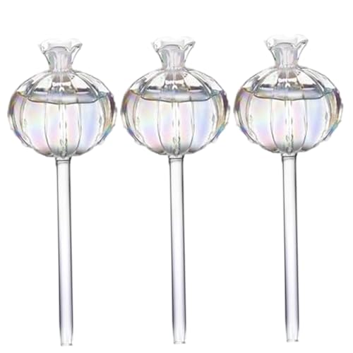HWXZUUO Automatic Plant Waterer 3PCS Granatapfelförmiger 9x3 Self-Watering-Globen Irisierende Hochborosilikat-Glaswässerungskugel für Topfpflanzen im Urlaub von HWXZUUO