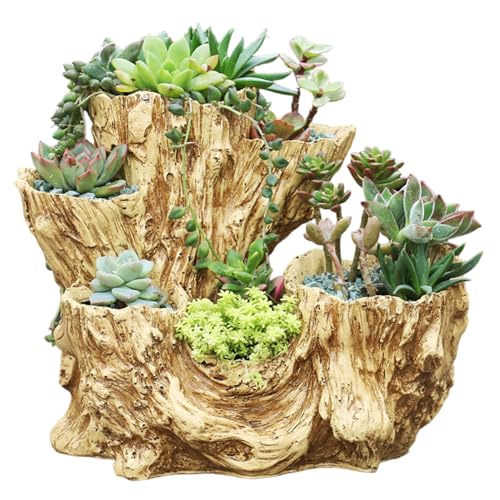 HWXZUUO Driftwood -Pflanzer, unregelmäßiger Harz rustikaler Pflanzer, kreative Nachahmung Holzstumpf Sukkulente Töpfe für Kräuter, Blume, Erdbeere, kleine Pflanzen HWXZUUO Driftwood -Pflanzer, unregelmäßiger Harz rustikaler Pflanzer, kreative Nachahmung Holzstumpf Sukkulente Töpfe für Kräuter, Blume, Erdbeere, kleine Pflanzen von HWXZUUO