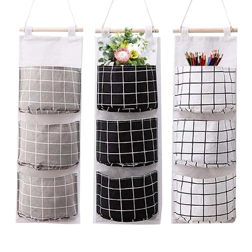 HWXZUUO Wall Hanging Storage 3Pcs Foldable Hanging Storage Pockets Waterproof Closet Organizer with 3 Pockets for Dorm Wardrobe Clothes von HWXZUUO