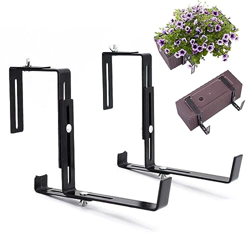 Planter Box Brackets for Deck Railing 2Pcs Combined Type Adjustable Carbon Steel Sturdy Window Box Brackets Deck Railing Plant Hanger for Balconies Fences von HWXZUUO