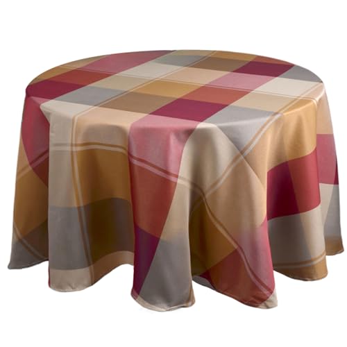 Table Cloth Round Cover, 70 Inch Dust & Water Proof Plaid Tablecloth, Washable Polyester Checkered Round Table Cover for Dining Table, Coffee Table or Other Round Table Plaid Tablecloth von HWXZUUO