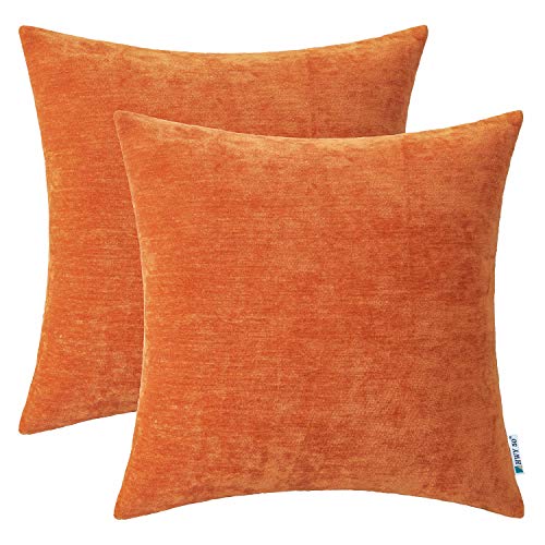 HWY 50 Chenille Kissenbezüge 55x55 cm orangefarben 2er Set, weiche gemütliche dekorative Sofakissenbezüge für Sofa Wohnzimmer Bett Couch HWY 50 Chenille Kissenbezüge 55x55 cm orangefarben 2er Set, weiche gemütliche dekorative Sofakissenbezüge für Sofa Wohnzimmer Bett Couch von HWY 50