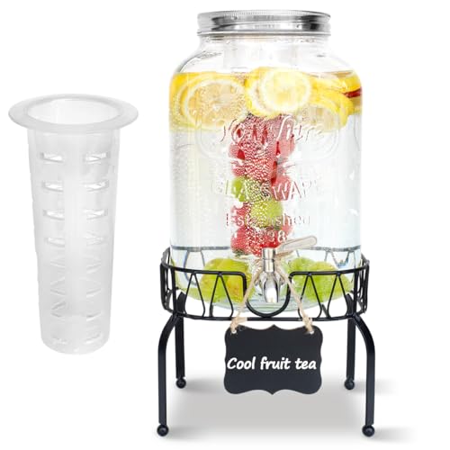 7.6L Getränkespender mit Ständer, Getränkespender, Glas-Wasser-Saft-Spender mit Zapfhahn aus massivem Edelstahl für geeiste Säfte, Wasser, hausgemachte Getränke, Partys, Hochzeiten 7.6L Getränkespender mit Ständer, Getränkespender, Glas-Wasser-Saft-Spender mit Zapfhahn aus massivem Edelstahl für geeiste Säfte, Wasser, hausgemachte Getränke, Partys, Hochzeiten von HXC-BLG