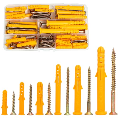 110 Stück Dübel Set, M6 M8 M10 Dübel Set mit Schrauben Wanddübel und Schrauben Set für Trockenbau Gipskarton Gipsfaserplatten Befestigung in Beton von HXC