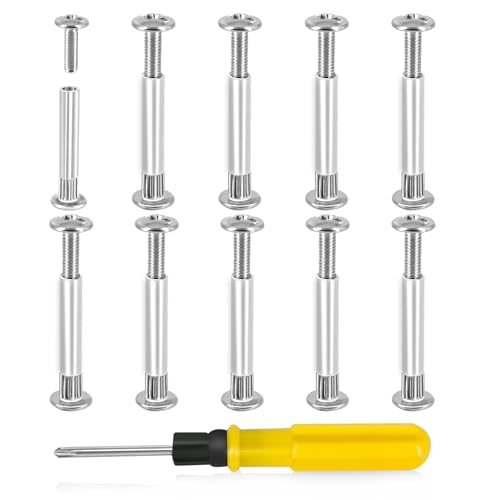 150 Stück Möbelverbinder, M4 Möbelschrauben 31-40 mm Stahl Vernickelt Verbindungsschraube Hülsenschrauben Schrauben Schrankverbinder für Möbeln Schränken Schränken Holzbrettern von HXC