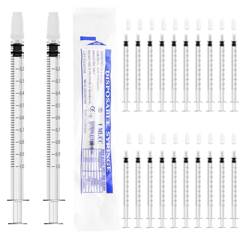 20 Stück Spritze 1 ml Spritzen Kolostrum Spritze Kolostrum Sammler Kunststoffspritzen mit Kappen Ohne Nadel für Nachfüllen und Messen von Flüssigkeiten wissenschaftliche Labors Tierfütterung von HXC
