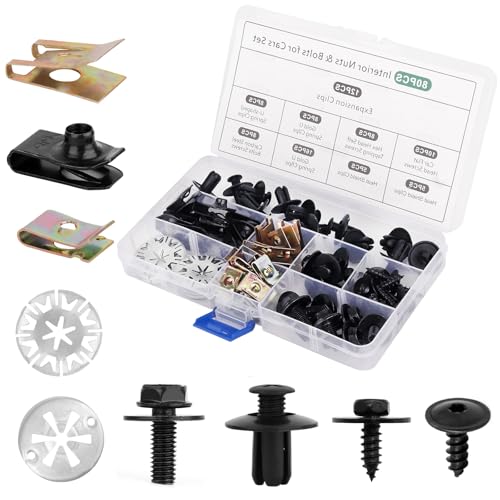 80 Stück Karosserieschrauben Set Metall Befestigungsclips U Typ Auto Blechmutter Schraube Mutter Clip Kit mit Klemmscheiben Hitzeschutzblech für Befestigen Reparieren Autoteil 80 Stück Karosserieschrauben Set Metall Befestigungsclips U Typ Auto Blechmutter Schraube Mutter Clip Kit mit Klemmscheiben Hitzeschutzblech für Befestigen Reparieren Autoteil von HXC