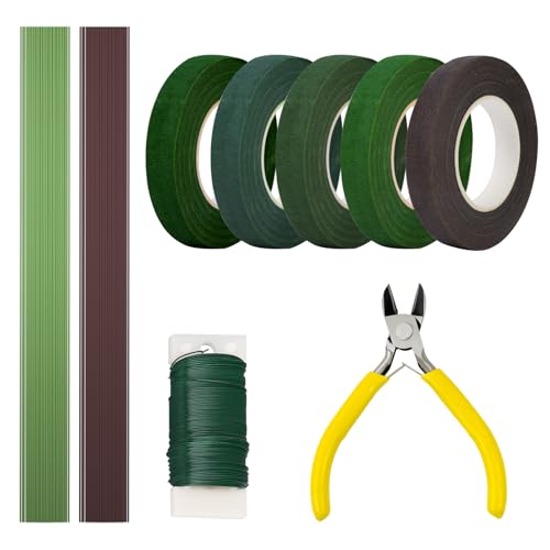HXC 9 Stücke Floristenband Set Einschließlich Floristenkrepp Blumendraht Grün Basteldraht mit Draht Schneider für Wrapping Blumensträuße und Floralen DIY Handwerken Künstliche Blumen HXC 9 Stücke Floristenband Set Einschließlich Floristenkrepp Blumendraht Grün Basteldraht mit Draht Schneider für Wrapping Blumensträuße und Floralen DIY Handwerken Künstliche Blumen von HXC