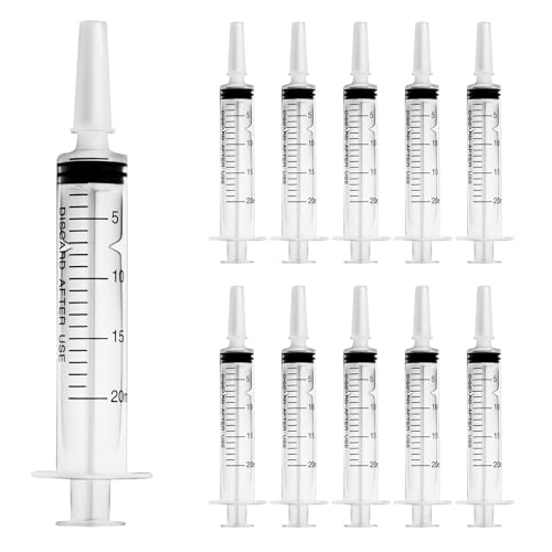 HXC 10 Stück Spritzen 20ml, Einwegspritzen 20ml Kolostrum Spritze ohne Kanülen mit Deckel Dosierspritze Futterspritze Syringe für Labor Dispensieren Tierfütterung Pflanzenbewässerung von HXC