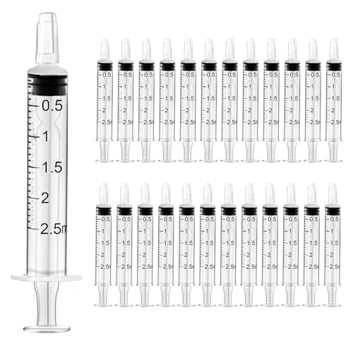 HXC Spritzen 2ml Kunststoff Spritze 24 Stück Kolostrum Spritze mit Deckel Futterspritze Einwegspritzen Individuelles Paket 2ml Spritze Steril für Neugeborene Tierfütterung Lab von HXC