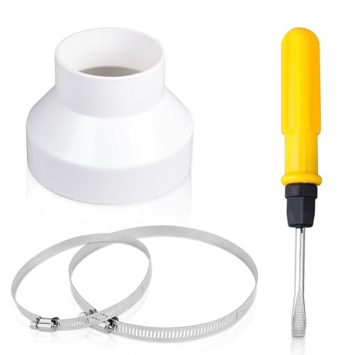 Reduzierstück 150 100, Kunststoff Reduzierstück 150mm auf 100mm mit 2 Edelstahl Schlauchschellen 1 Schraubendreher für Lüftungssystem Lüftung Rundrohr Ventilation Lüftungskana von HXC