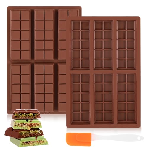 Schokoladenform Silikon 2 Stück Tief Schokoladentafel Silikonform Schokolade BPA-frei Antihaft Schokoladen Silikonform mit Schaber für Schokolade Praline Süßigkeiten von HXC