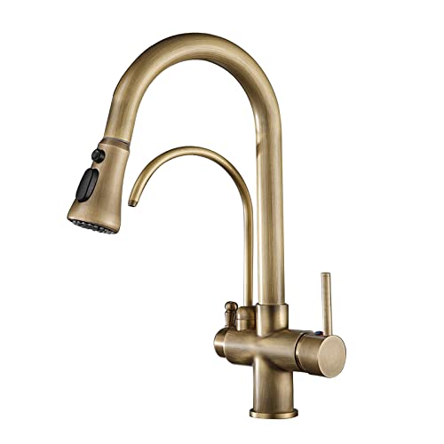 HXFFXHF Aclips 3-Wege Filterhahn für Küchenspüle Küchenmischer Armaturen mit Ausziehspray 360 Grad Schwenkspritze Flexible Wasserhahn Spritzspritze Trinkreiniger Wasserhahn a, a von HXFFXHF
